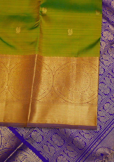 Parrot Green Zariwork Pure Silk Designer Saree - Koskii