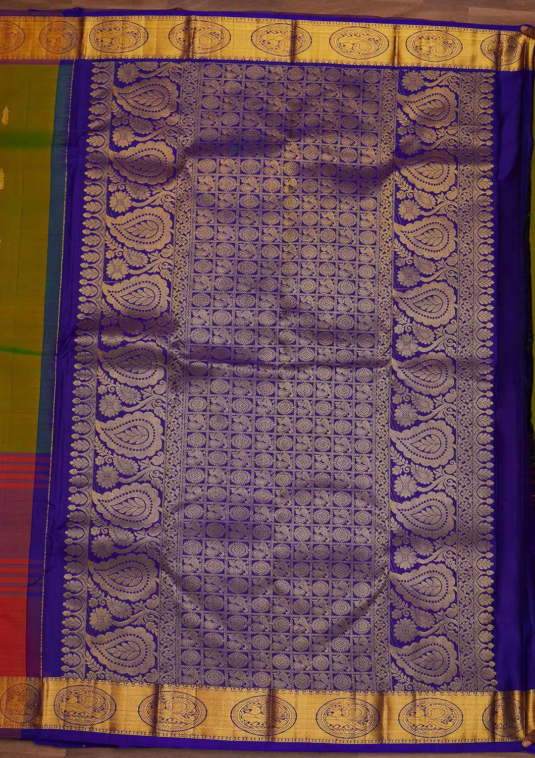 Parrot Green Zariwork Pure Silk Designer Saree - Koskii