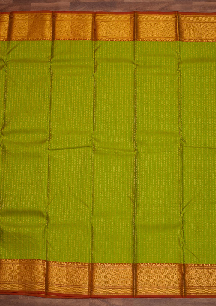 Parrot Green Zariwork Pure Silk Designer Saree - Koskii