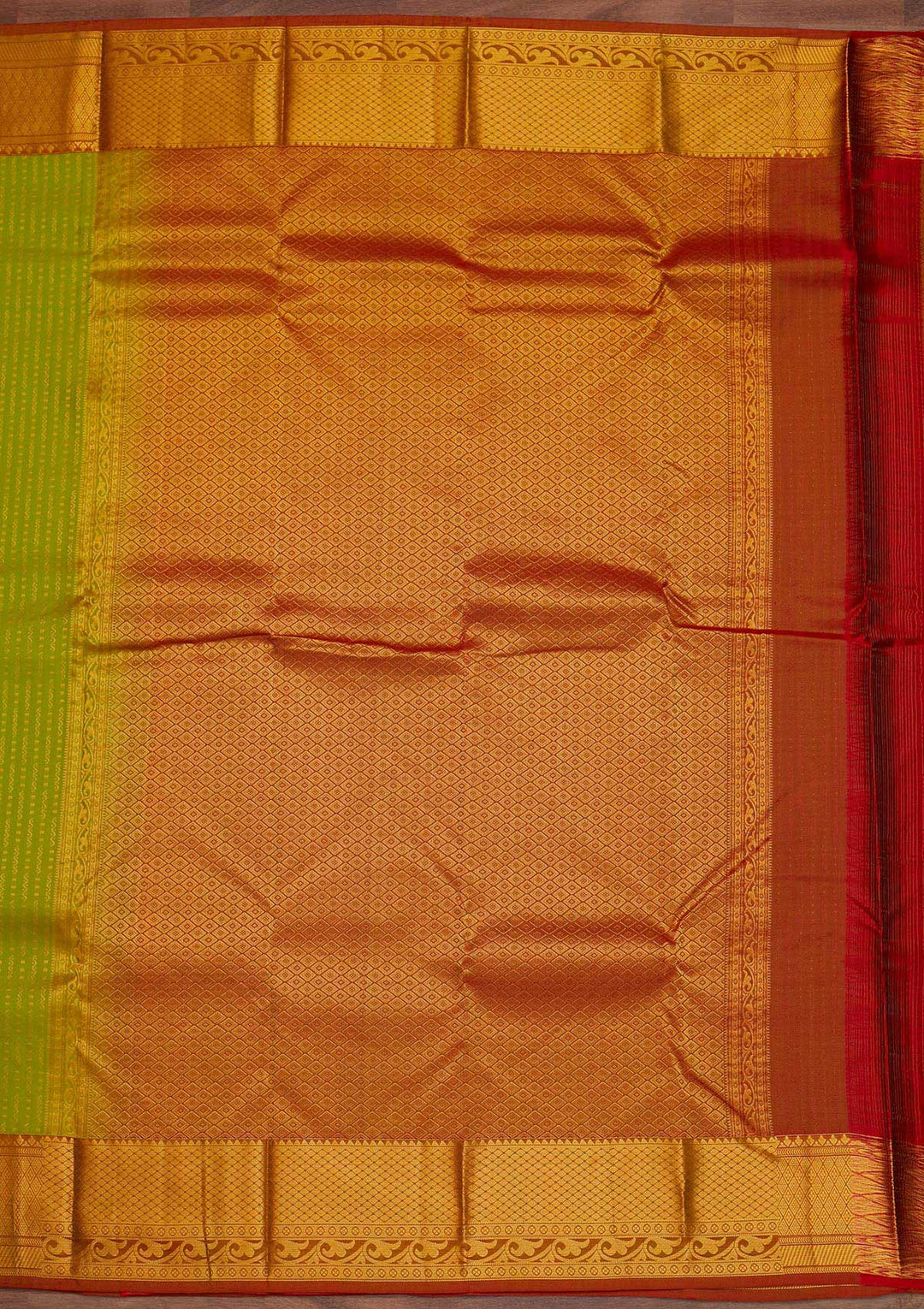 Parrot Green Zariwork Pure Silk Designer Saree - Koskii