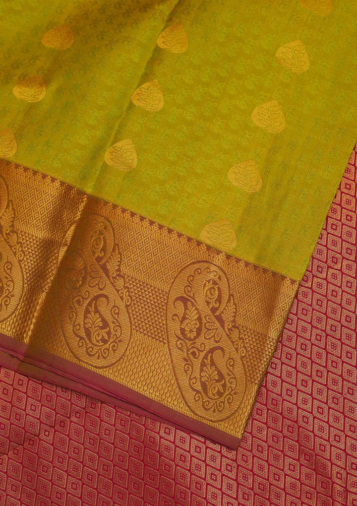 Parrot Green Zariwork Pure Silk Designer Saree - Koskii
