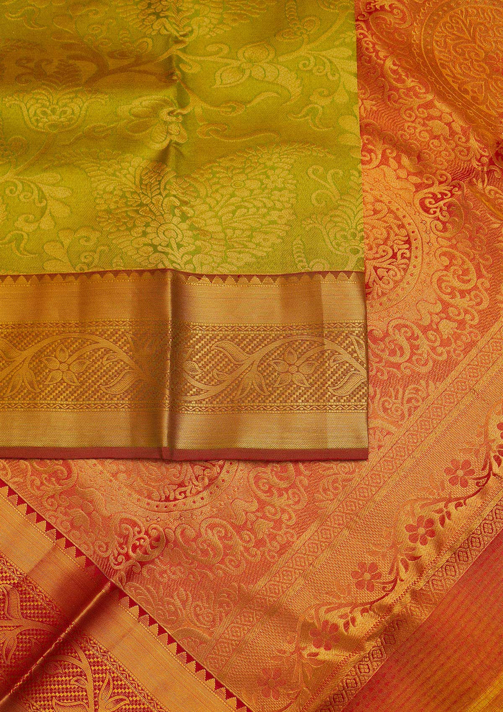 Parrot Green Zariwork Pure Silk Designer Saree - Koskii