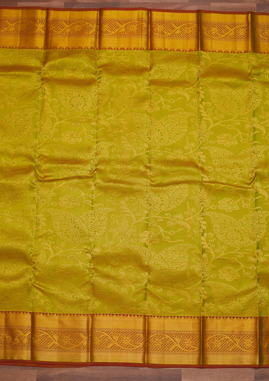 Parrot Green Zariwork Pure Silk Designer Saree - Koskii