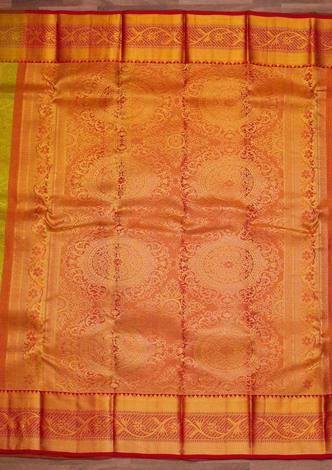 Parrot Green Zariwork Pure Silk Designer Saree - Koskii