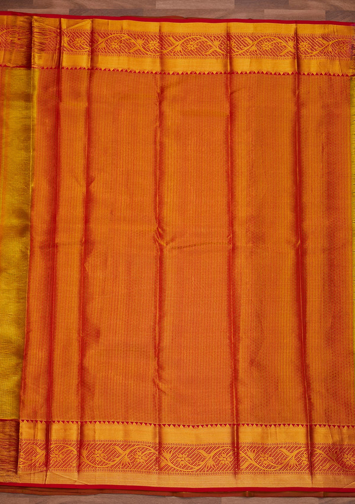 Parrot Green Zariwork Pure Silk Designer Saree - Koskii