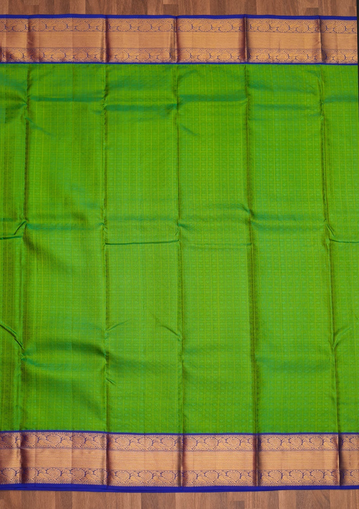 Parrot Green Zariwork Pure Silk Saree - Koskii