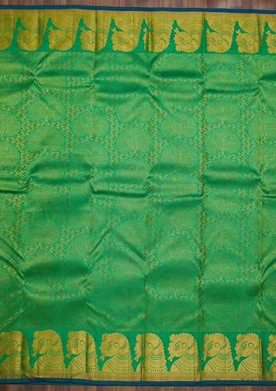 Parrot Green Zariwork Pure Silk Saree-Koskii