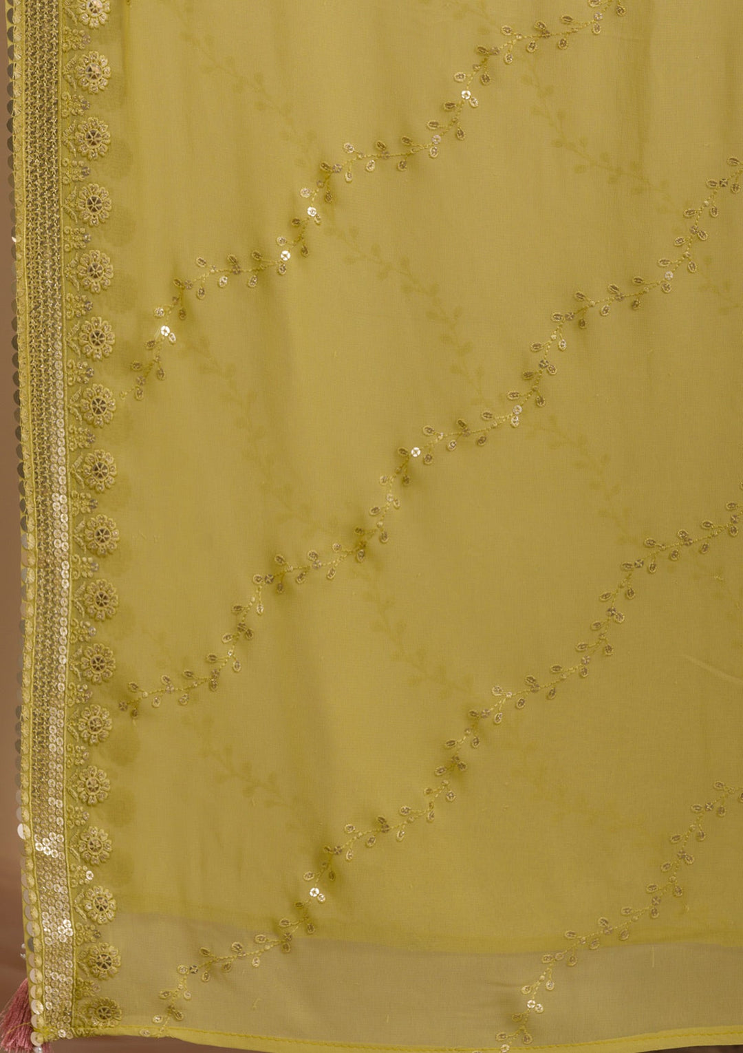Parrot Green Cutdana Shimmer Readymade Lehenga-Koskii