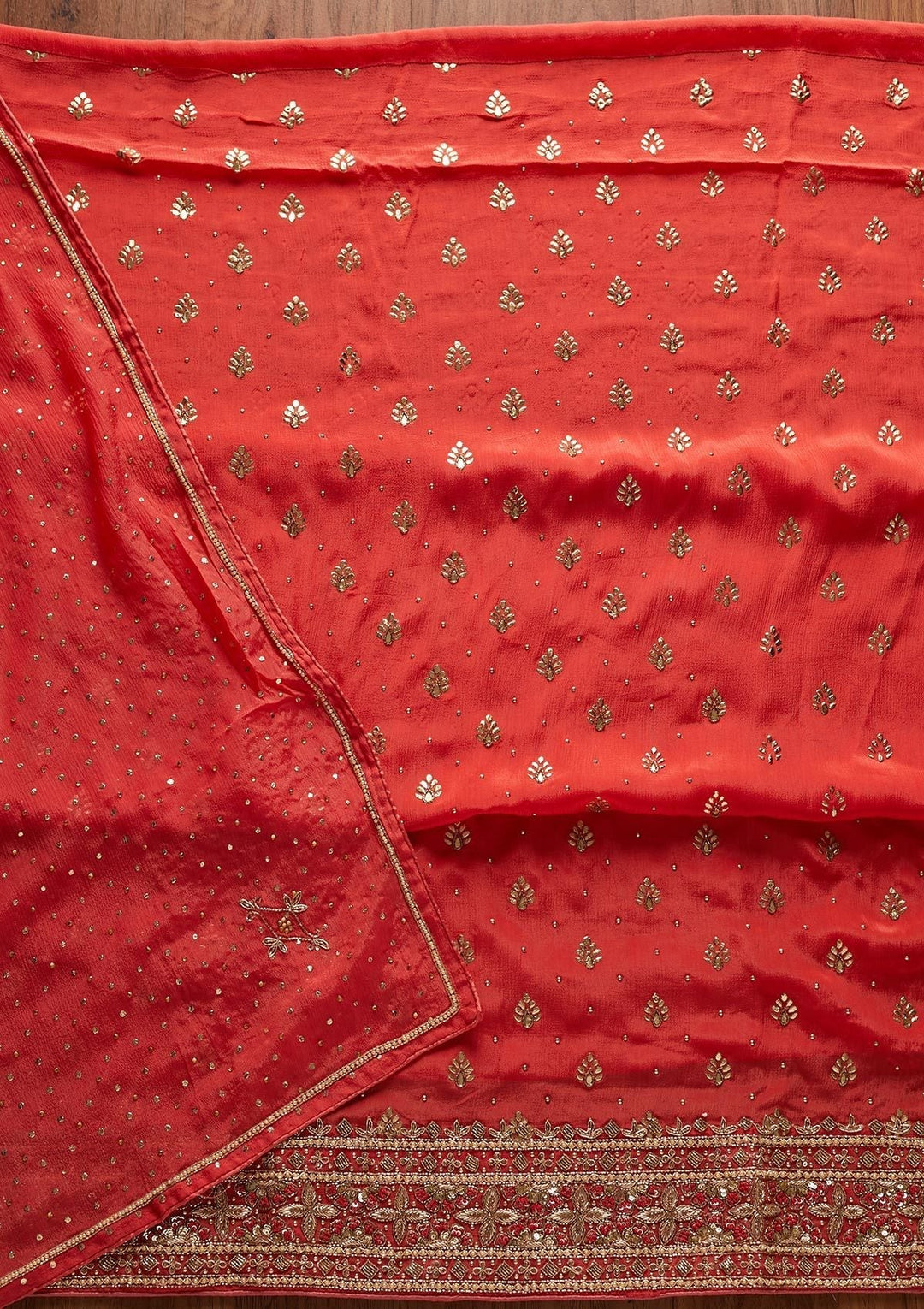 Peach Badla Semi Crepe Designer Unstitched Salwar Suit - koskii