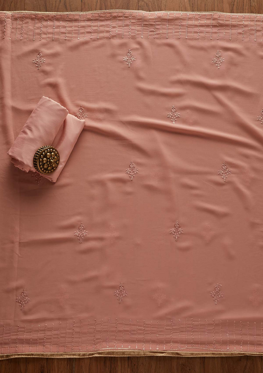 Peach Cutdana Georgette Designer Semi-Stitched Salwar Suit - Koskii