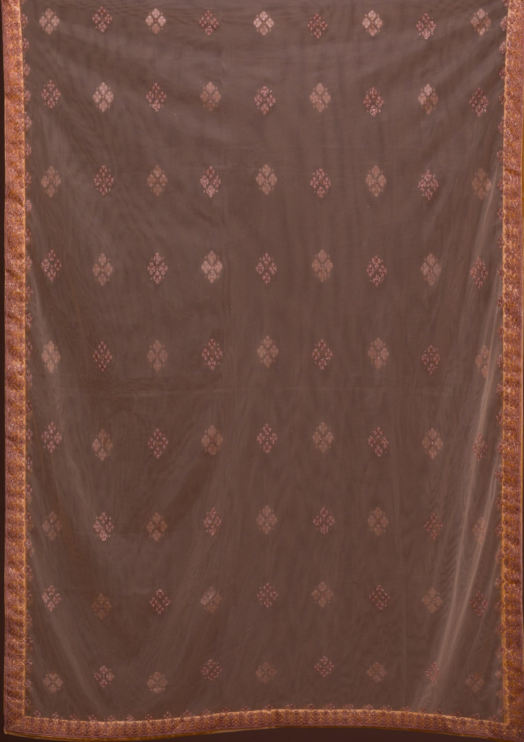 Peach Cutdana Net Designer Gown-Koskii
