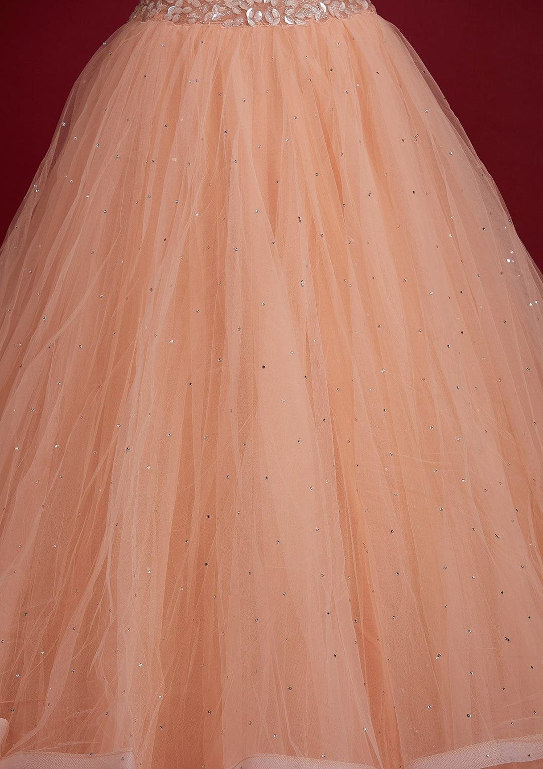 Peach Cutdana Net Designer Lehenga - Koskii