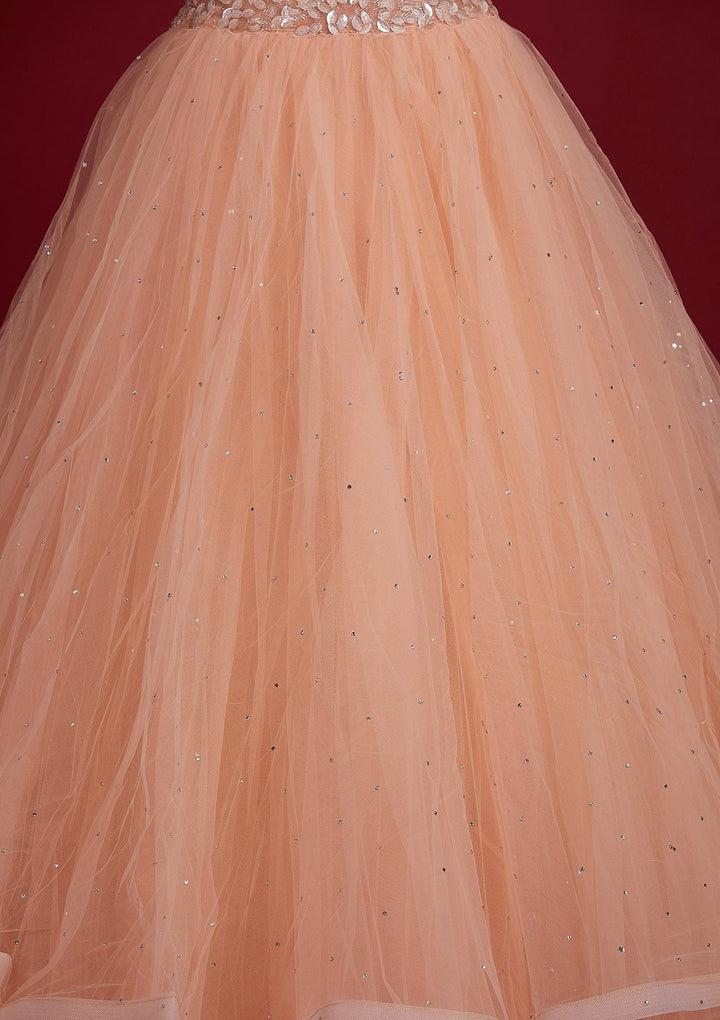 Peach Cutdana Net Designer Lehenga - Koskii
