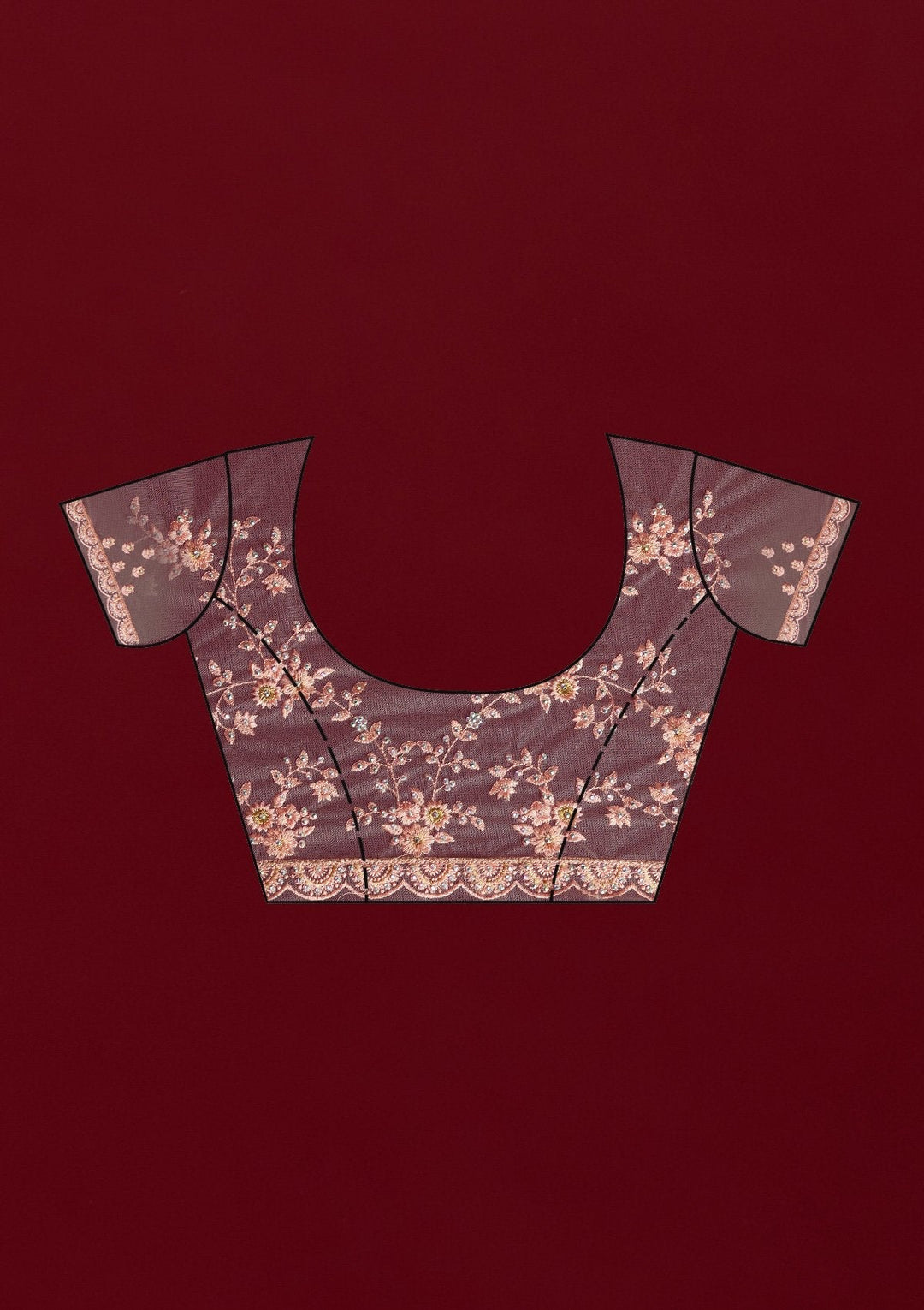 Peach Cutdana Net Designer Saree - koskii