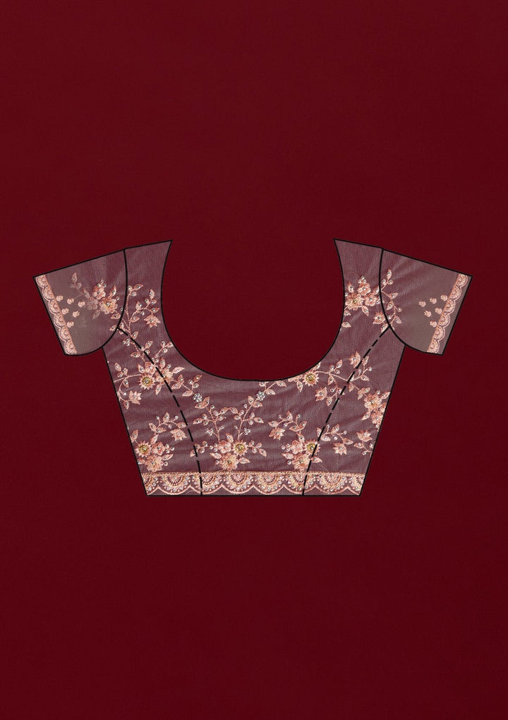 Peach Cutdana Net Designer Saree - koskii