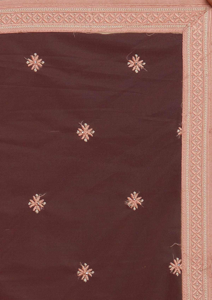 Peach Cutdana Shimmer Designer Semi-Stitched Lehenga - koskii