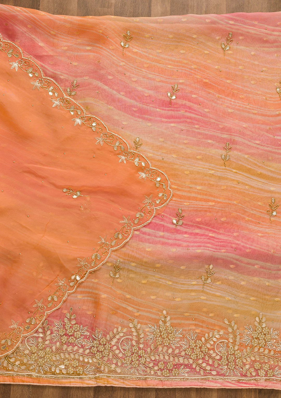 Peach Gotapatti Brocade Salwar Kameez-Koskii