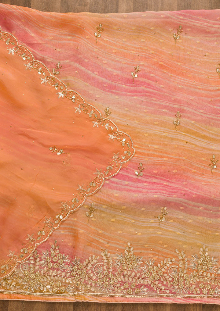 Peach Gotapatti Brocade Salwar Kameez-Koskii