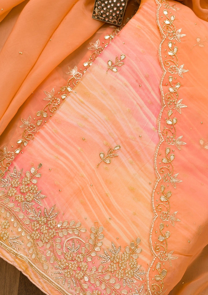 Peach Gotapatti Brocade Salwar Kameez-Koskii