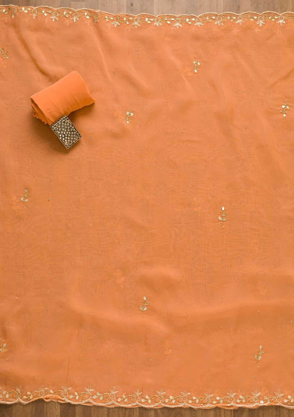 Peach Gotapatti Brocade Salwar Kameez-Koskii