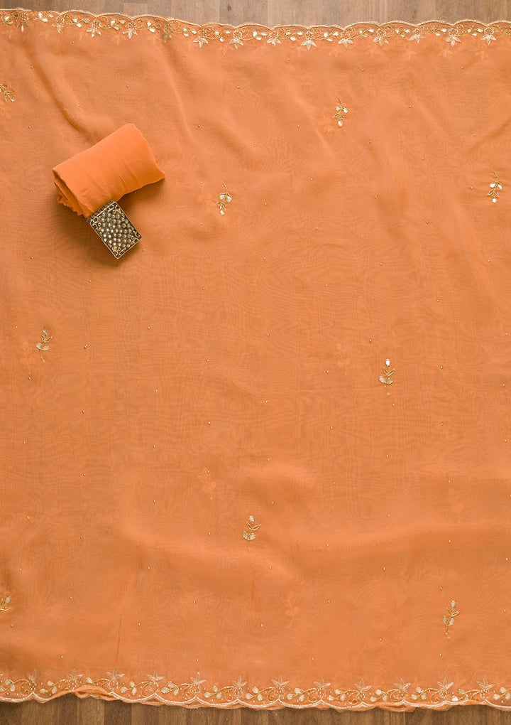 Peach Gotapatti Brocade Salwar Kameez-Koskii
