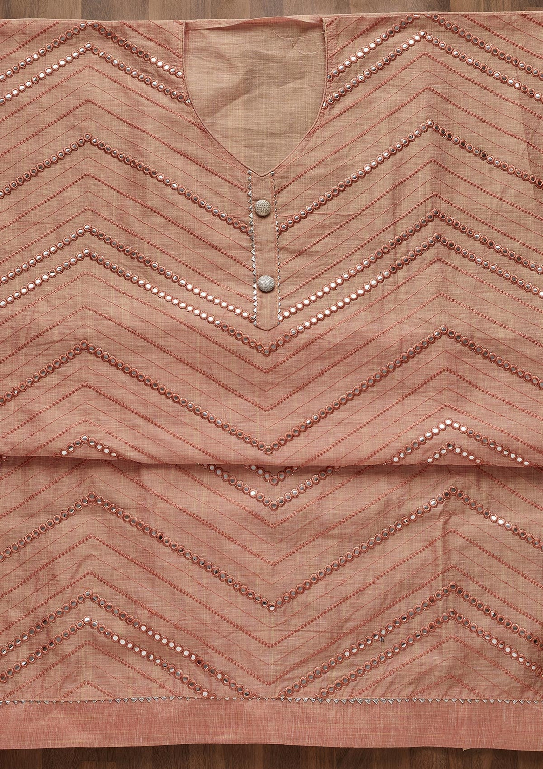 Peach Gotapatti Chanderi Unstitched Salwar Suit-Koskii