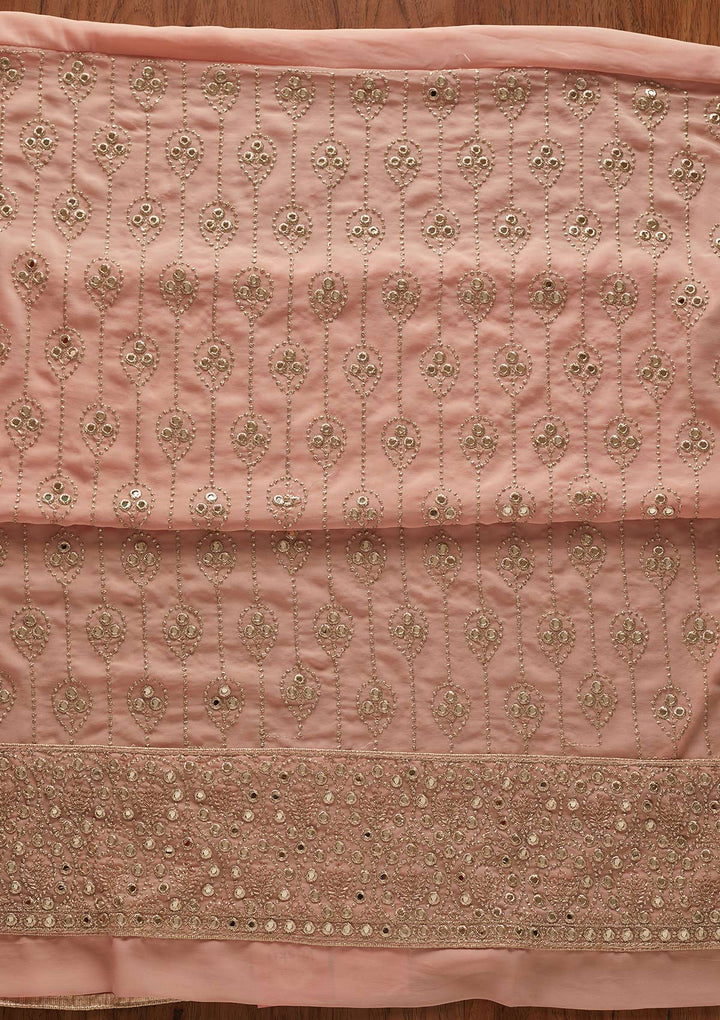Peach Gotapatti Georgette Designer Unstitched Salwar Suit - koskii