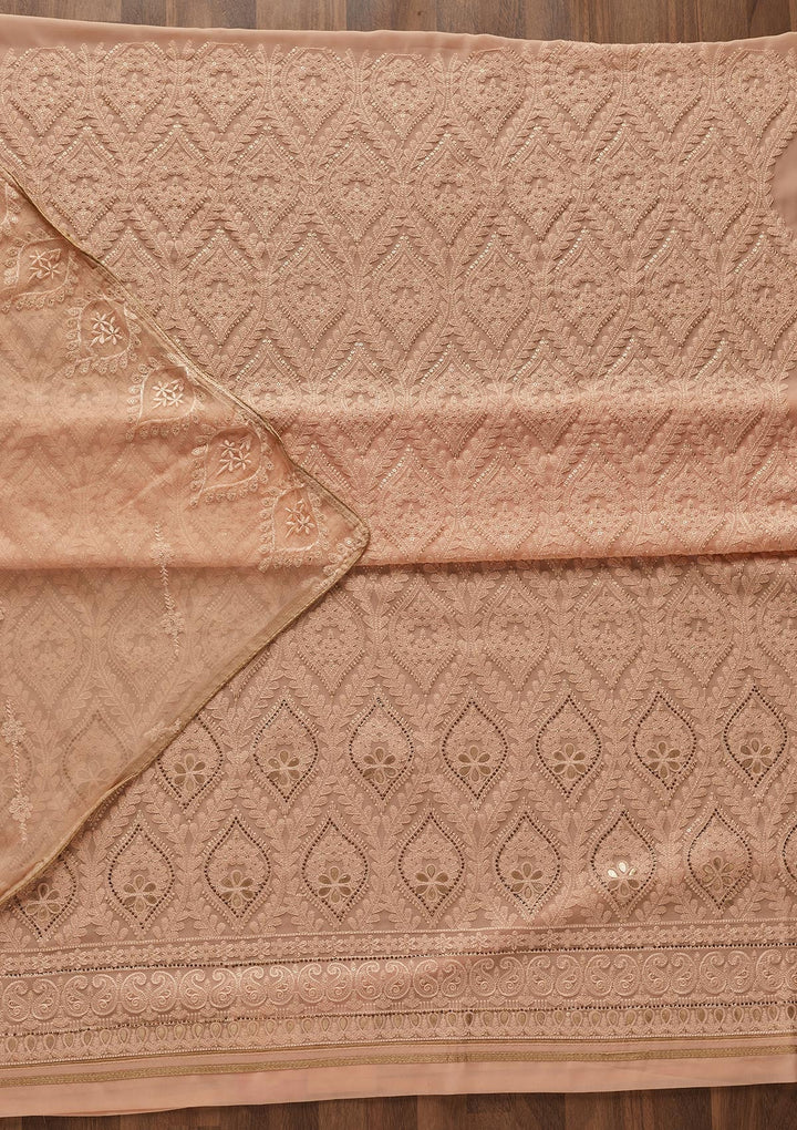 Peach Gotapatti Georgette Designer Unstitched Salwar Suit - Koskii