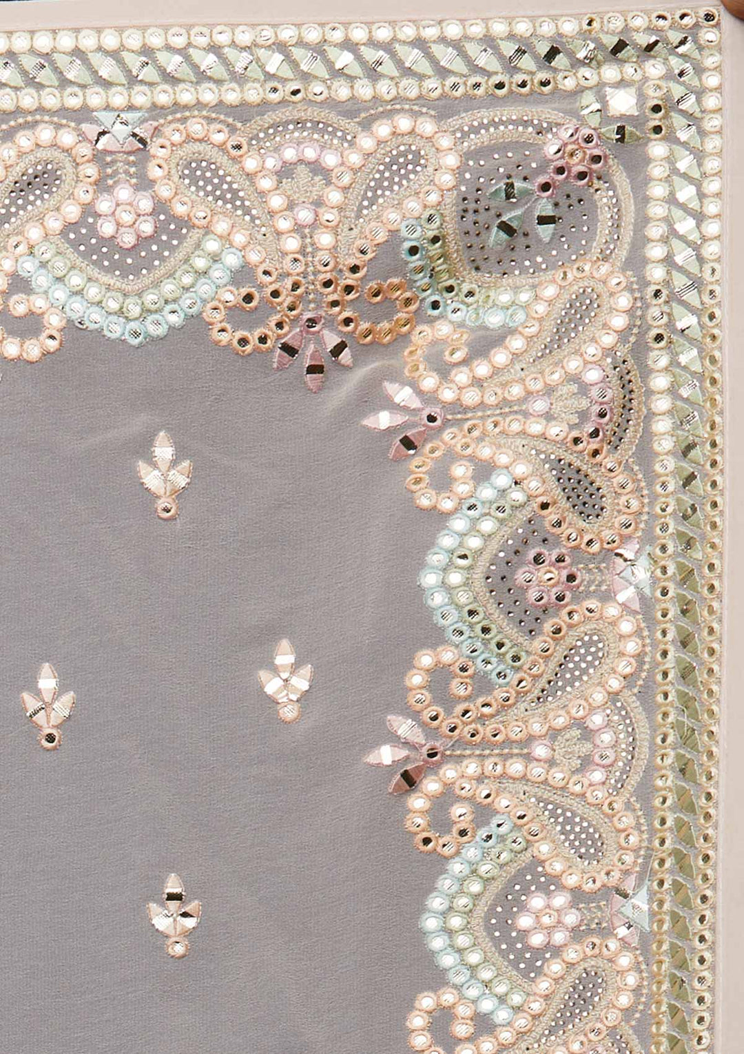 Peach Gotapatti Georgette Designer Saree - Koskii