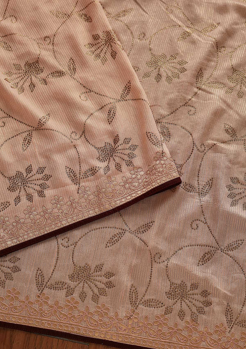Peach Gotapatti Shimmer Designer Saree - koskii