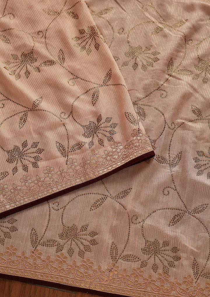 Peach Gotapatti Shimmer Designer Saree - koskii
