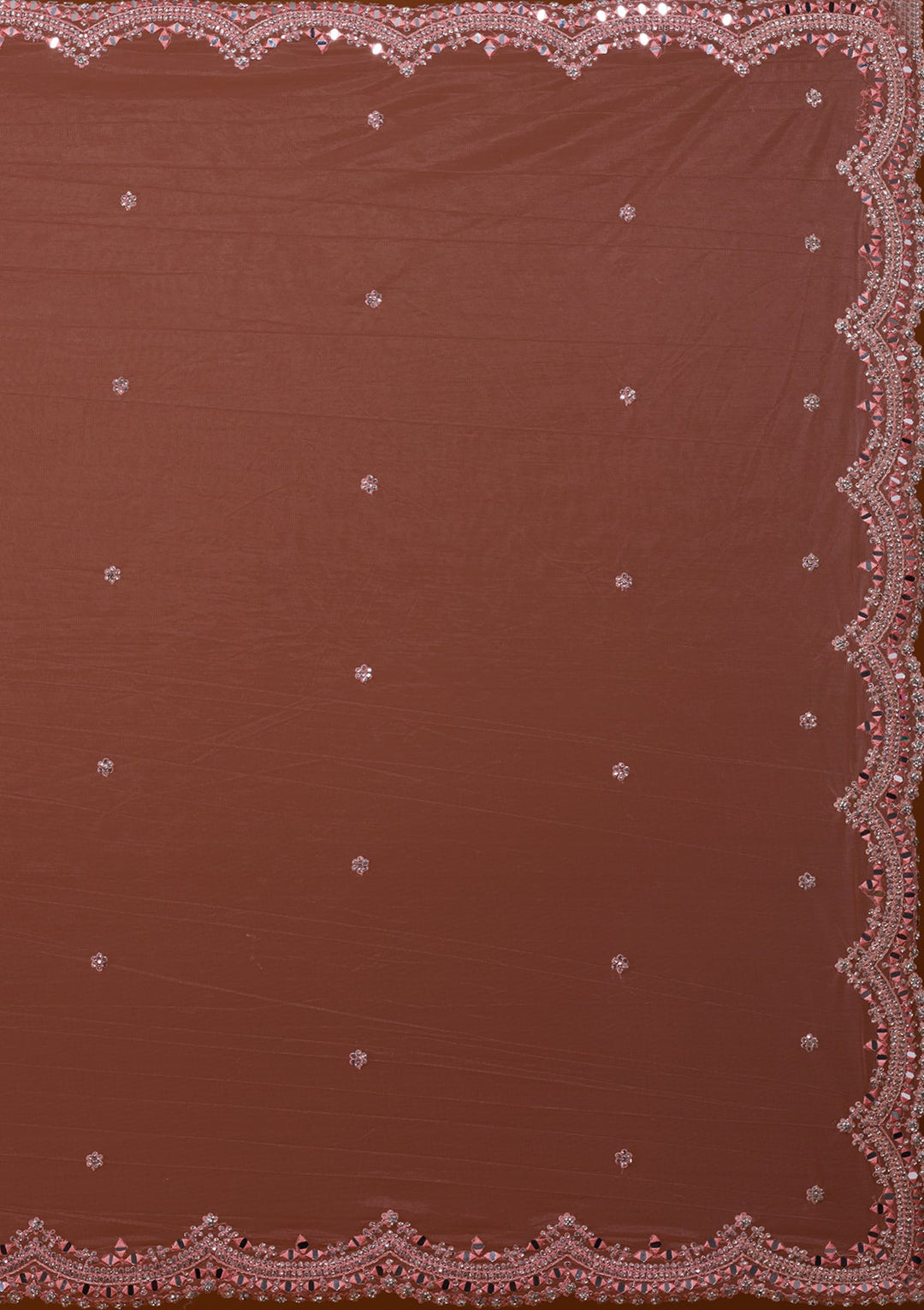 Peach Mirrorwork Net Designer Lehenga-Koskii