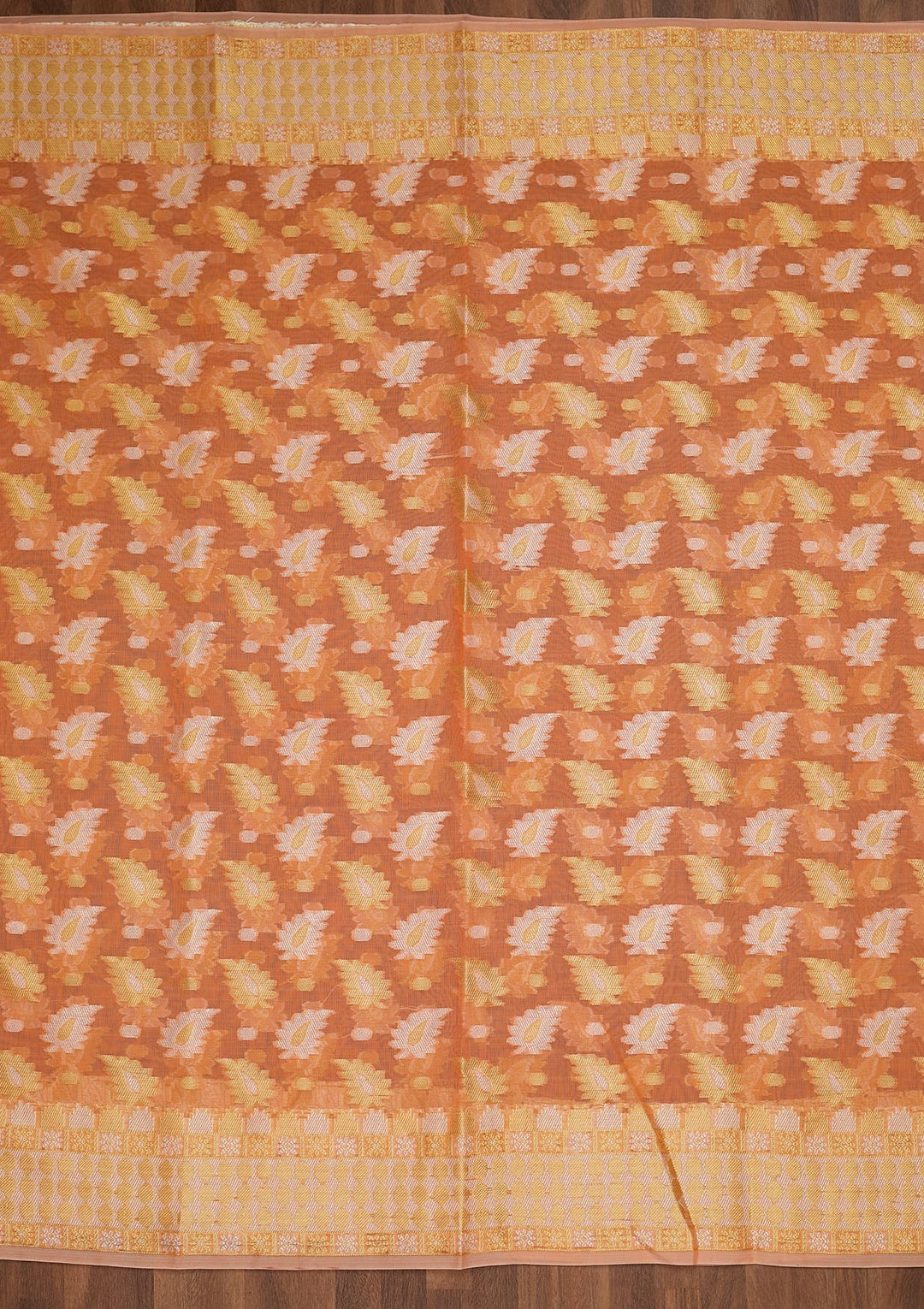 Peach Sequins Chanderi Saree-Koskii