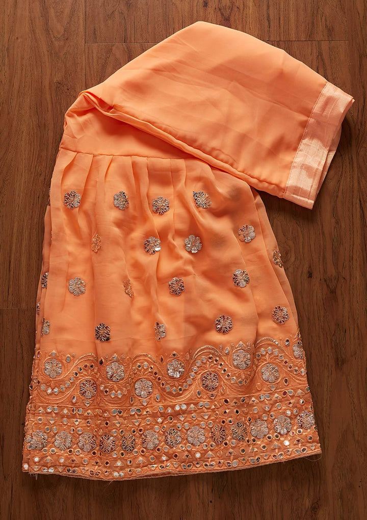 Peach Sequins Georgette Designer Semi-Stitched Salwar Suit - koskii