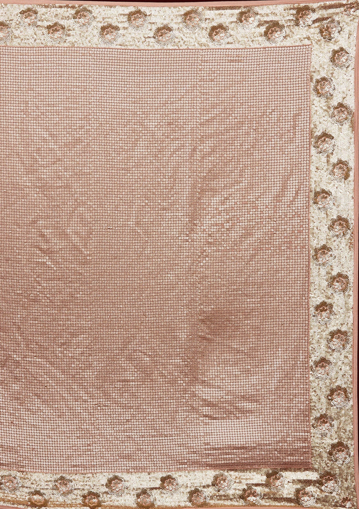 Peach Sequins Georgette Saree-Koskii