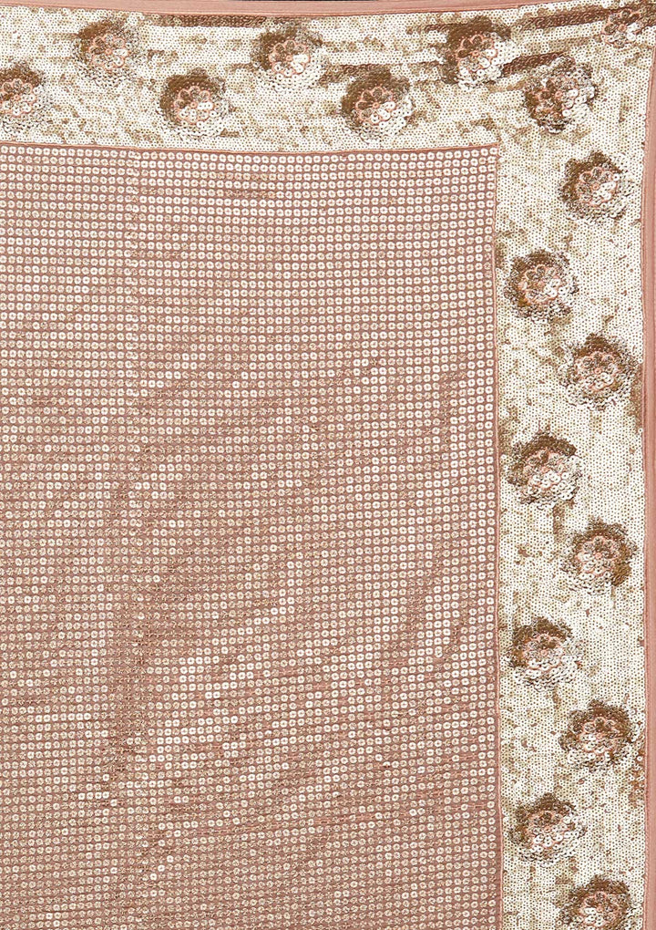 Peach Sequins Georgette Saree-Koskii