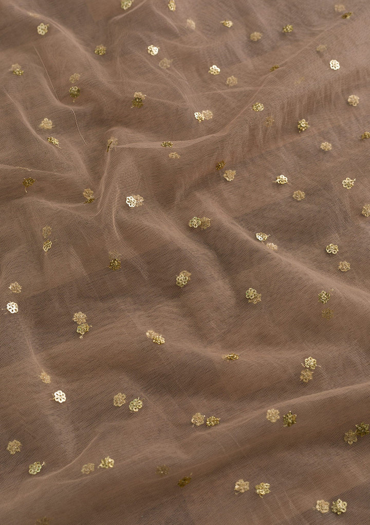 Peach Sequins Net Dupatta-Koskii