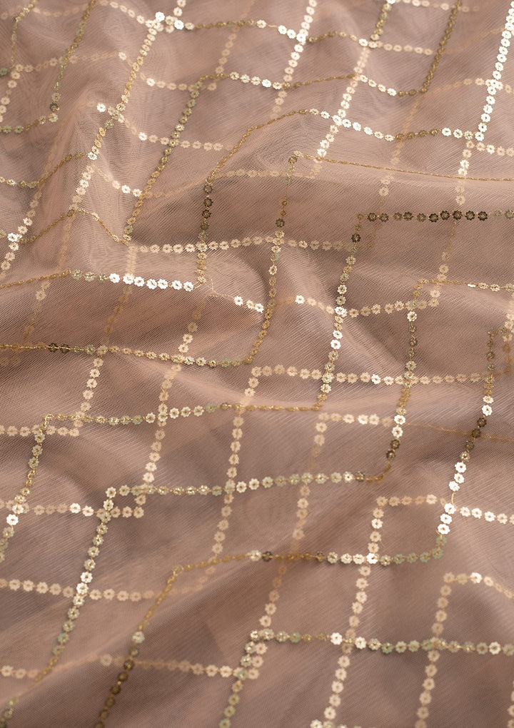 Peach Sequins Net Dupatta-Koskii