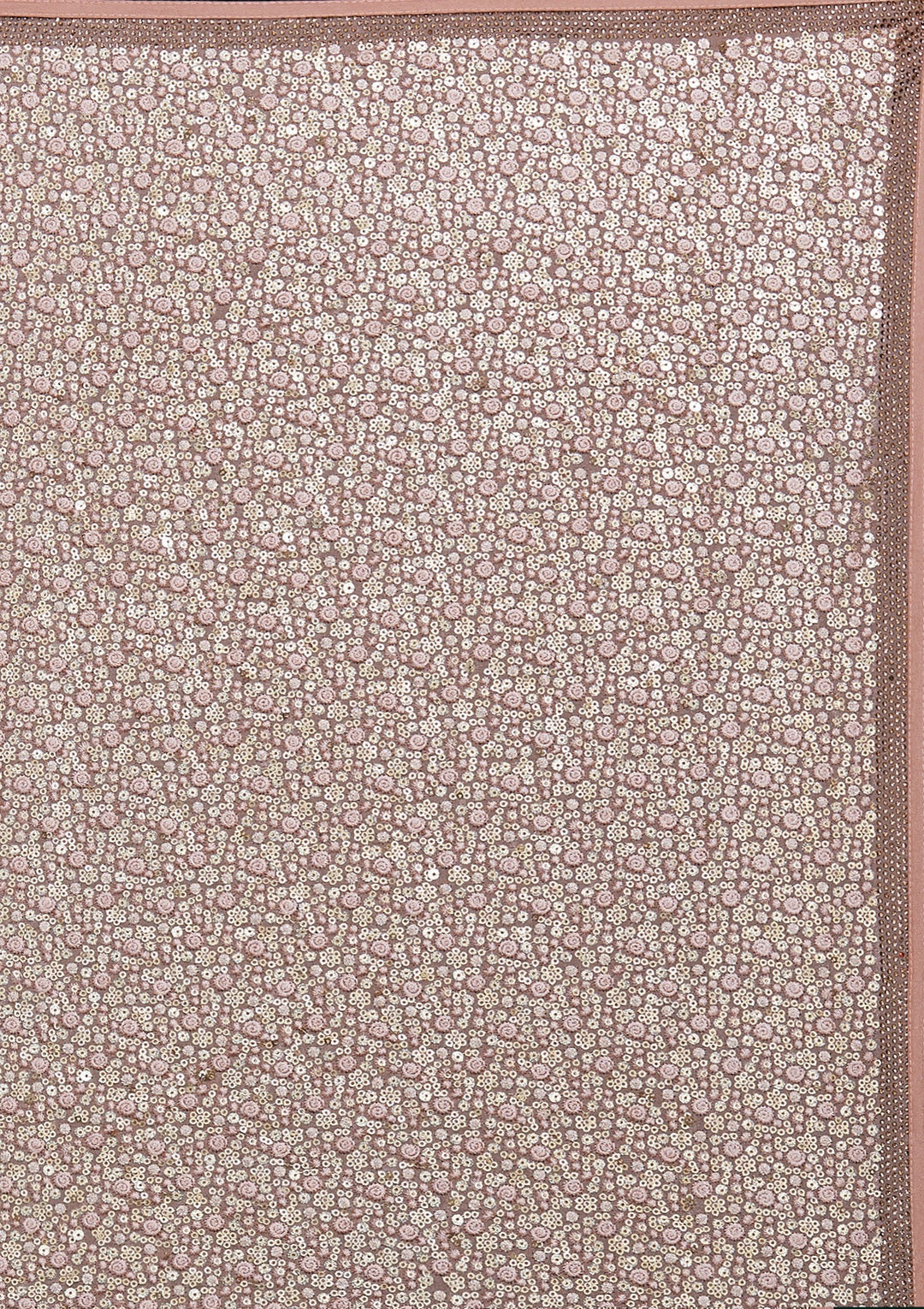 Peach Sequins Net Saree - Koskii