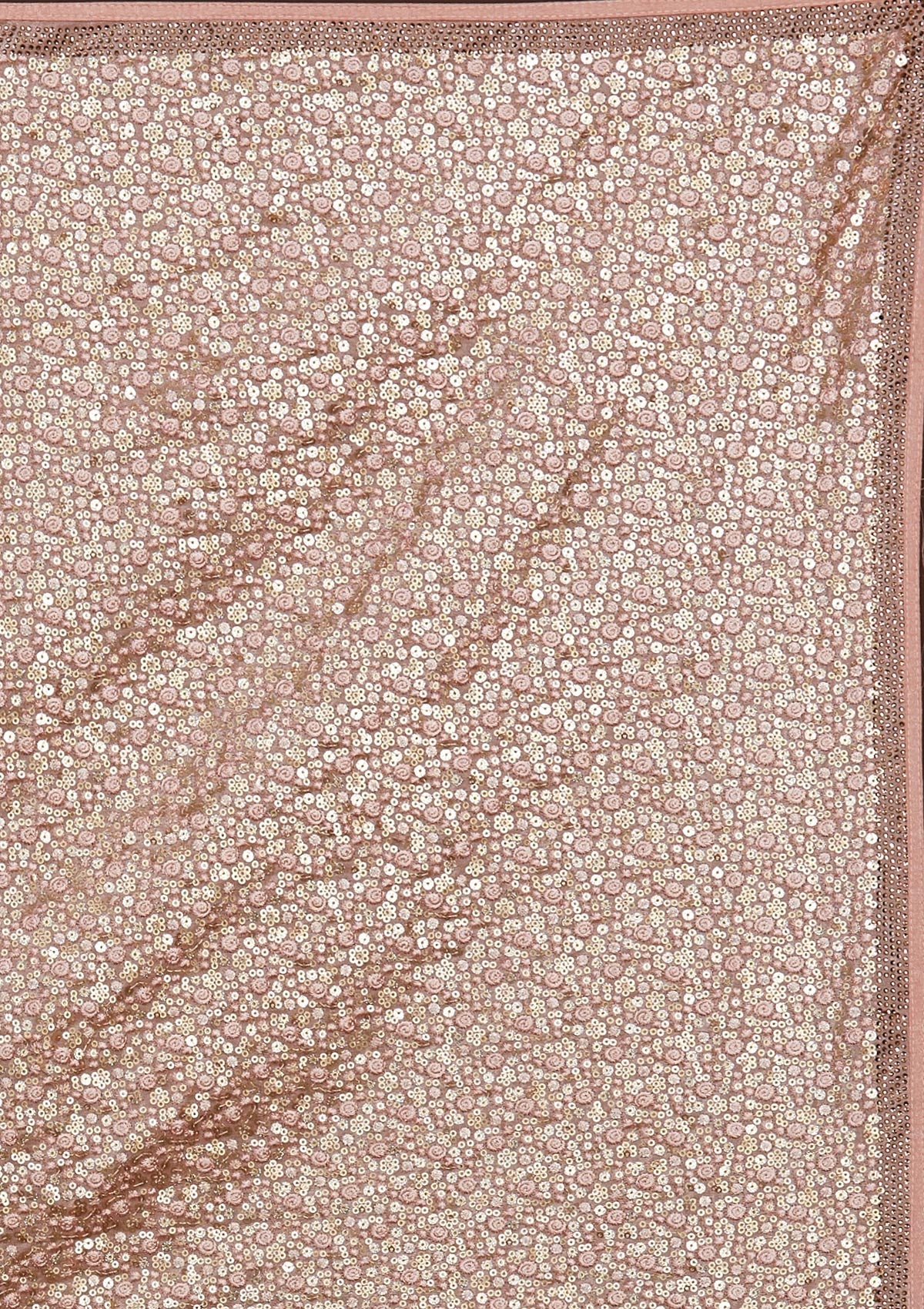 Peach Sequins Semi Crepe Saree-Koskii