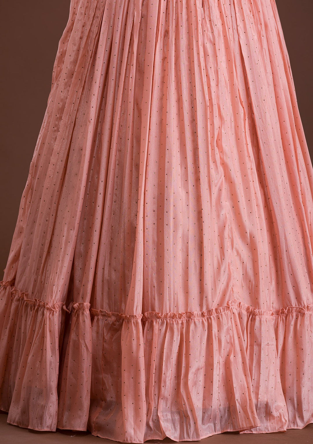 Peach Sequins Shimmer Designer Lehenga-Koskii