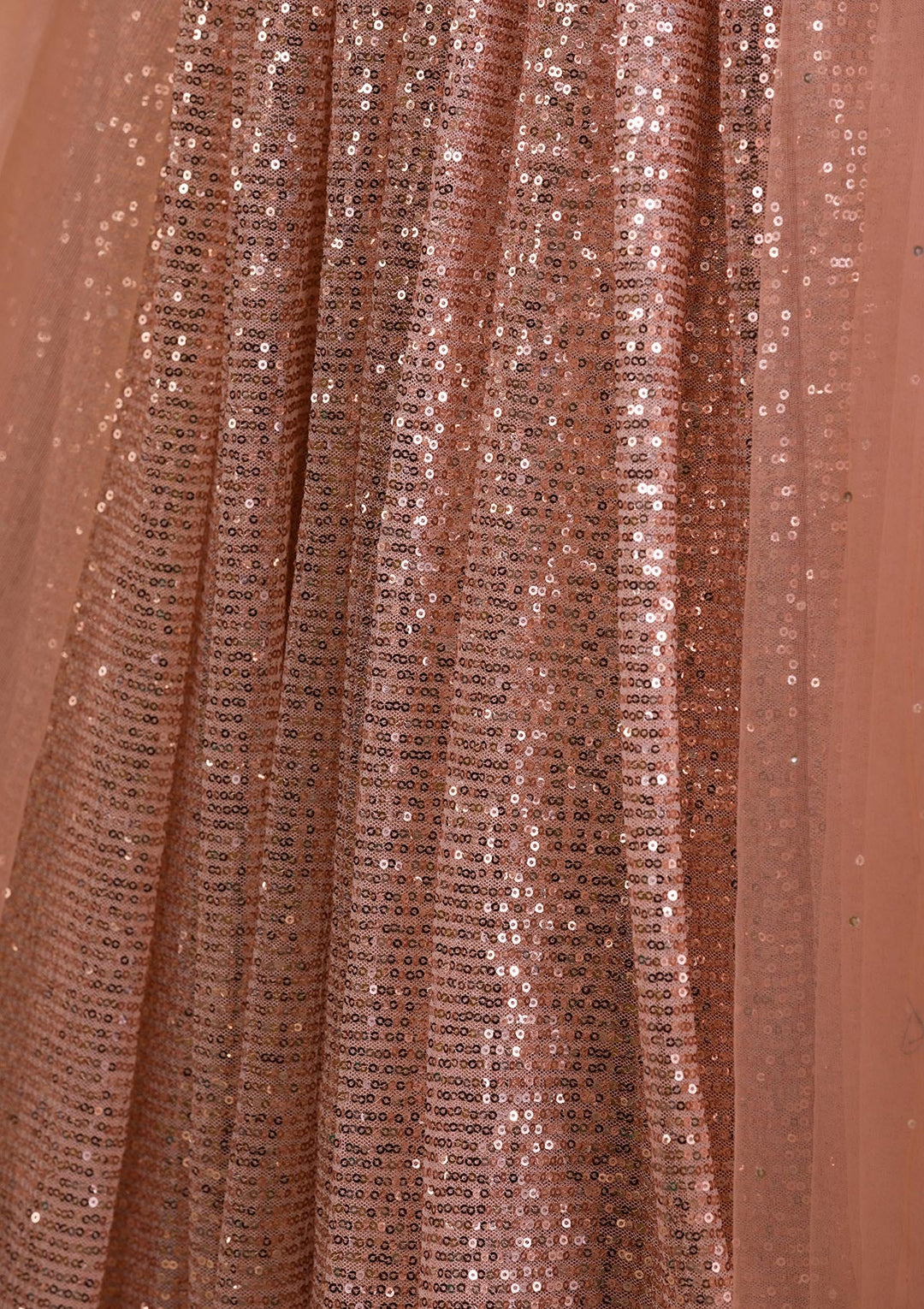Peach Sequins Net Readymade Lehenga-Koskii