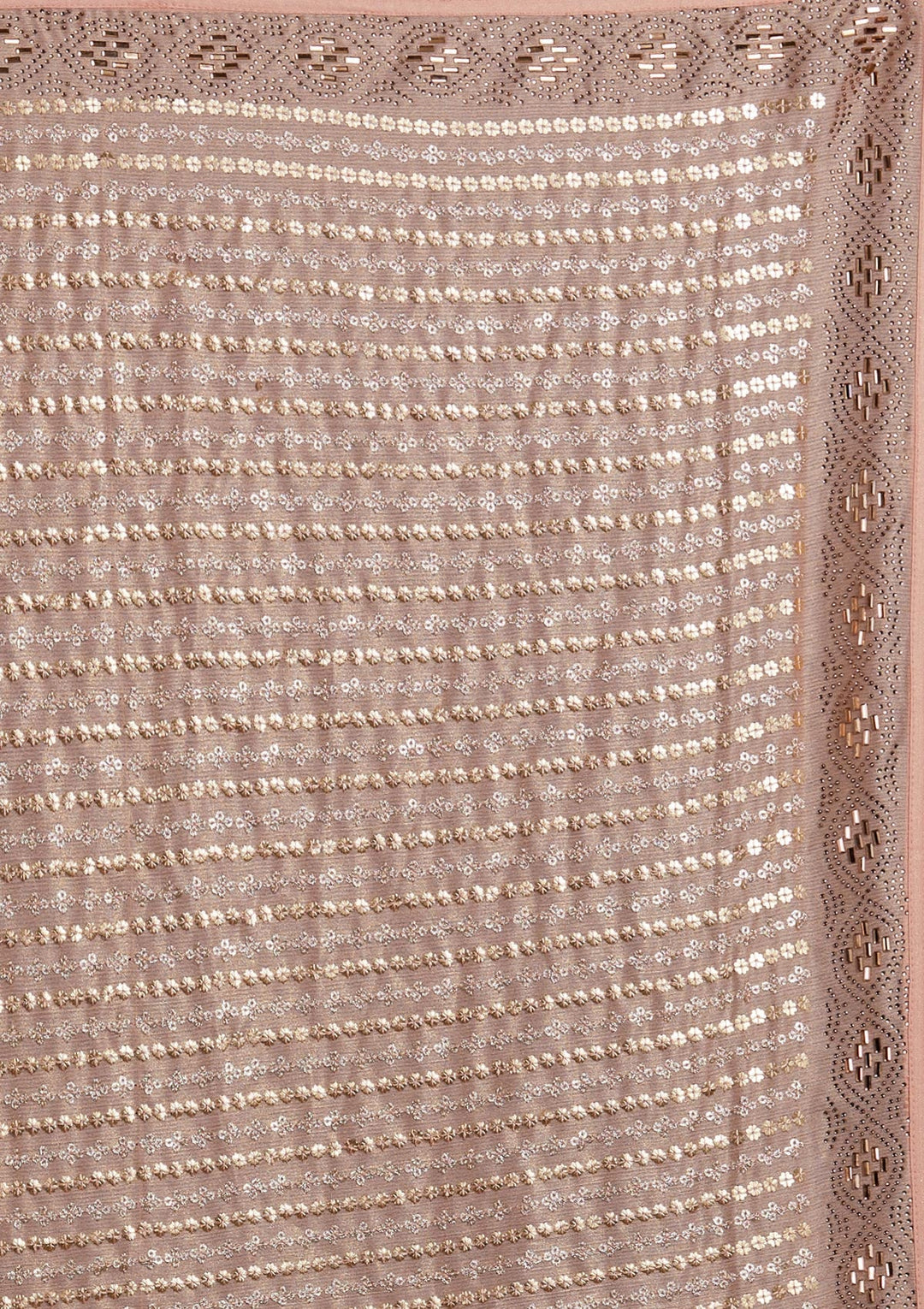 Peach Sequins Shimmer Designer Saree - Koskii