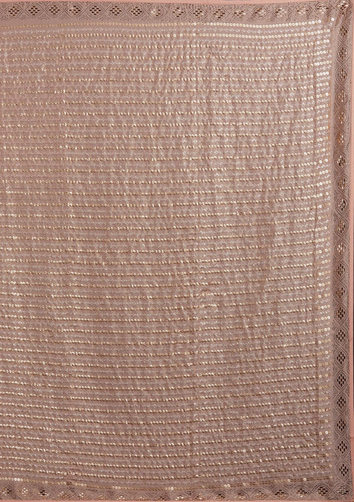 Peach Sequins Shimmer Designer Saree - Koskii