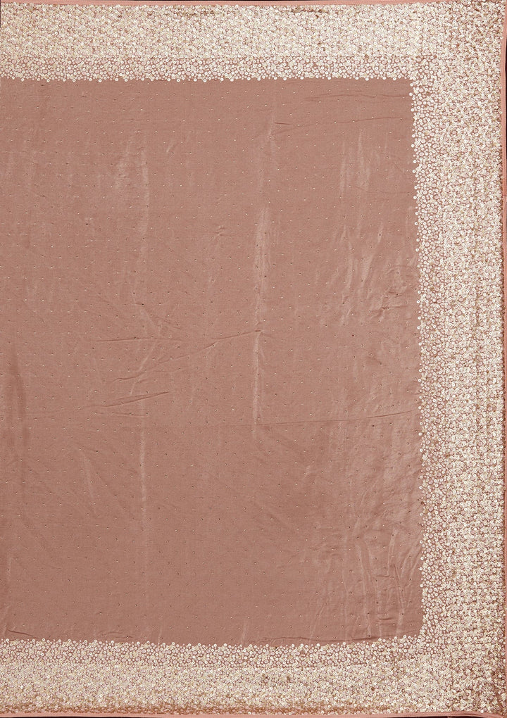 Peach Sequins Shimmer Saree-Koskii
