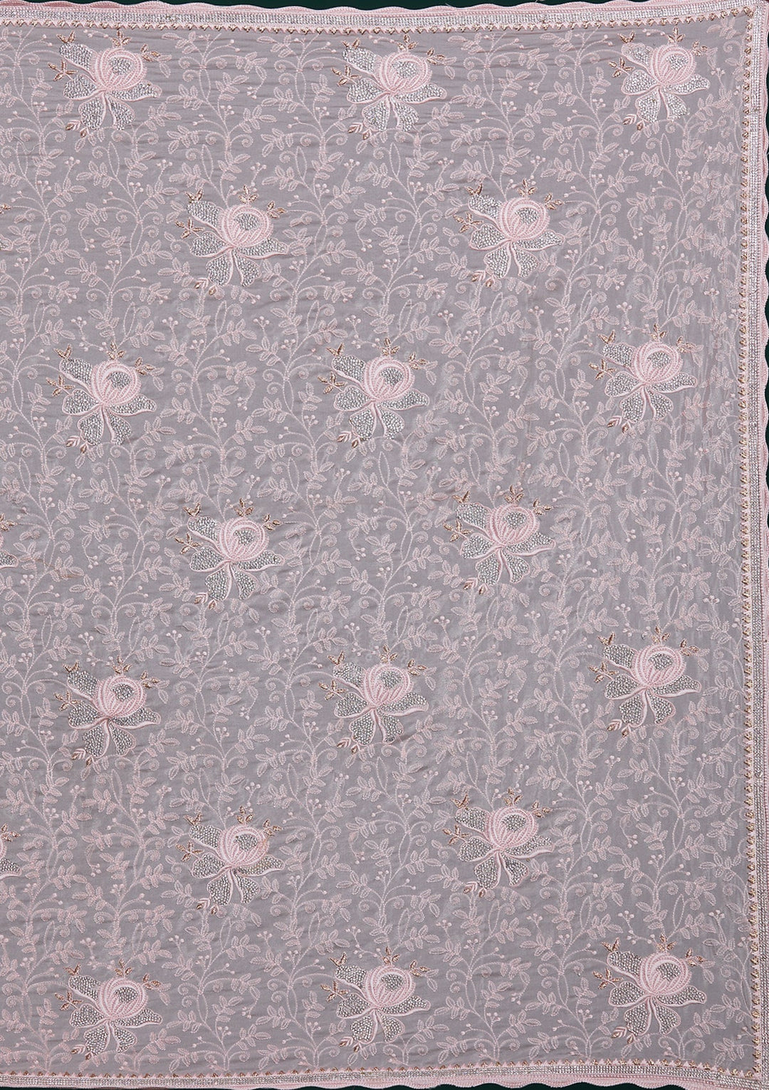 Peach Silver Stonework Tissue Saree - Koskii