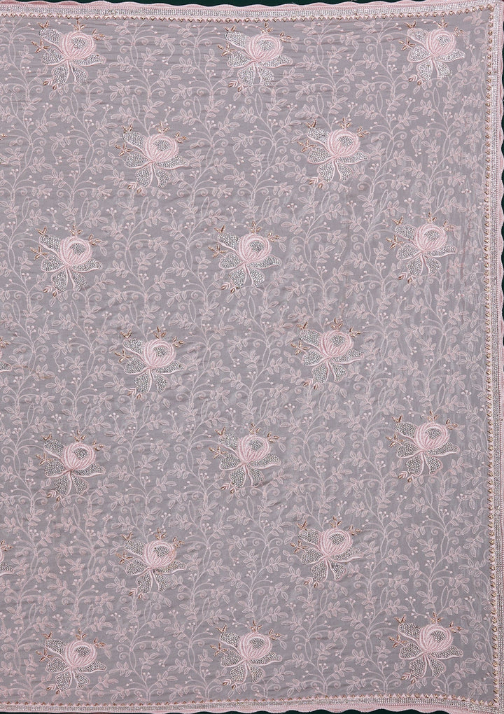 Peach Silver Stonework Tissue Saree - Koskii