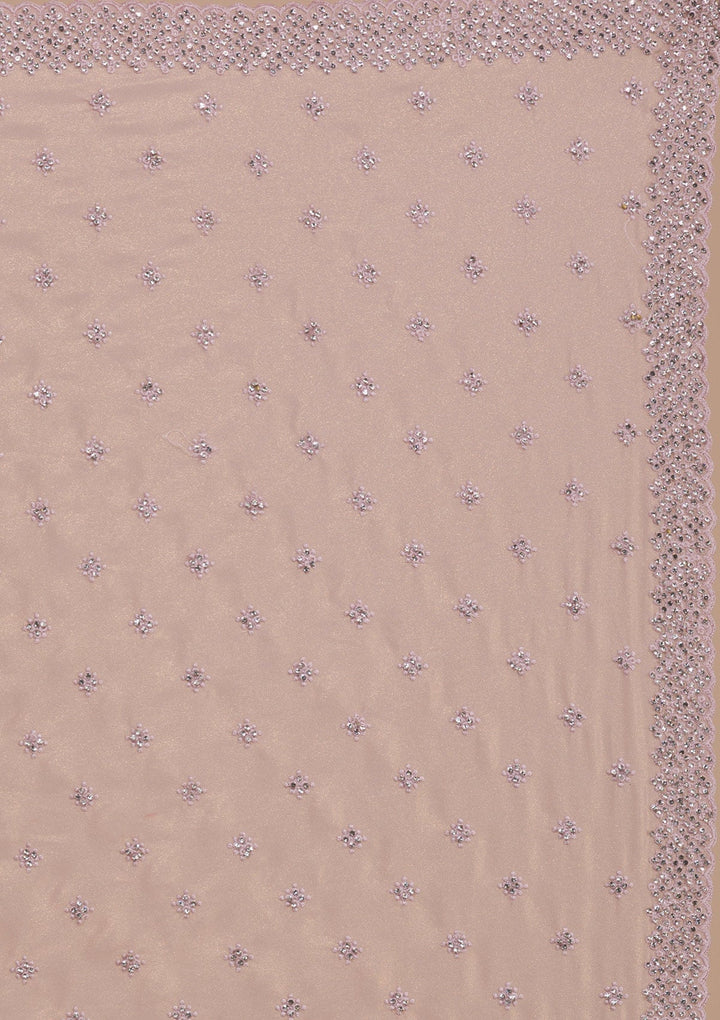 Peach Silver Stonework Georgette Saree-Koskii