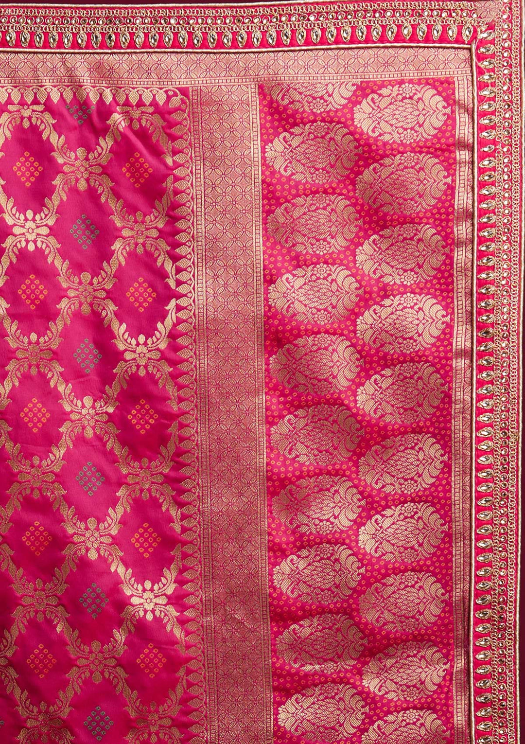 Peach Stonework Banarasi Designer Semi-Stitched Lehenga - koskii