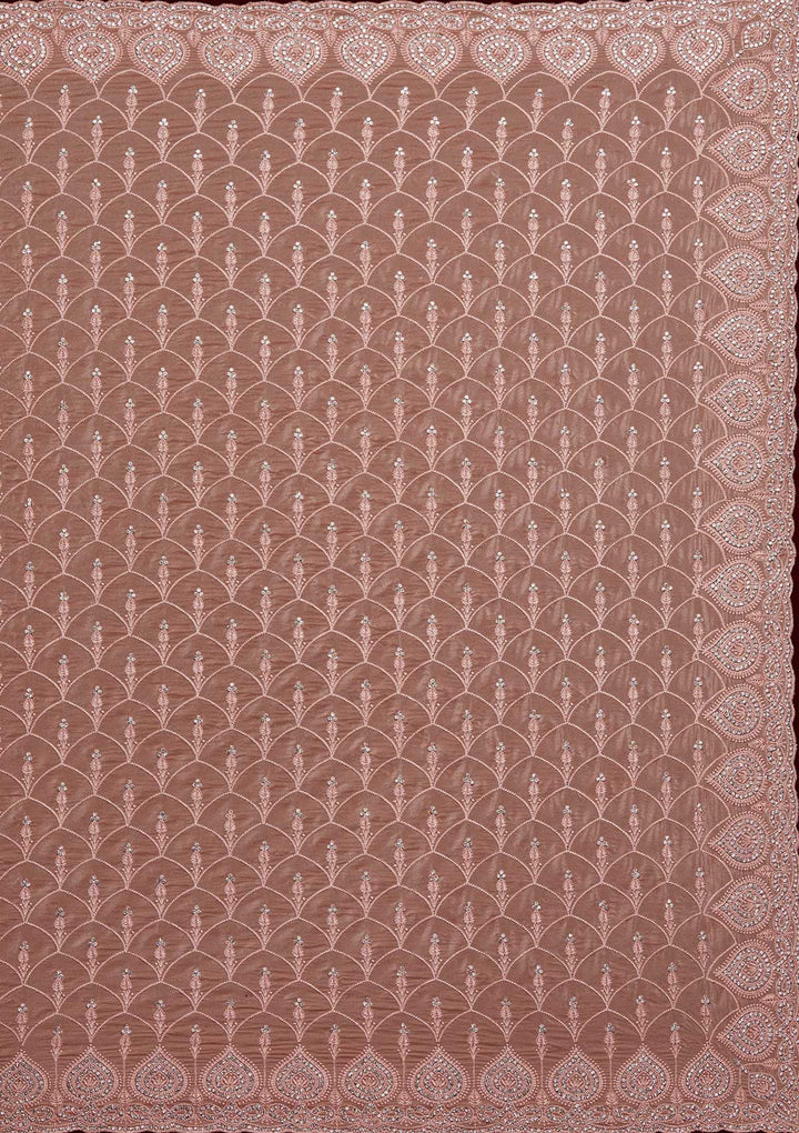 Peach Stonework Georgette Saree - Koskii